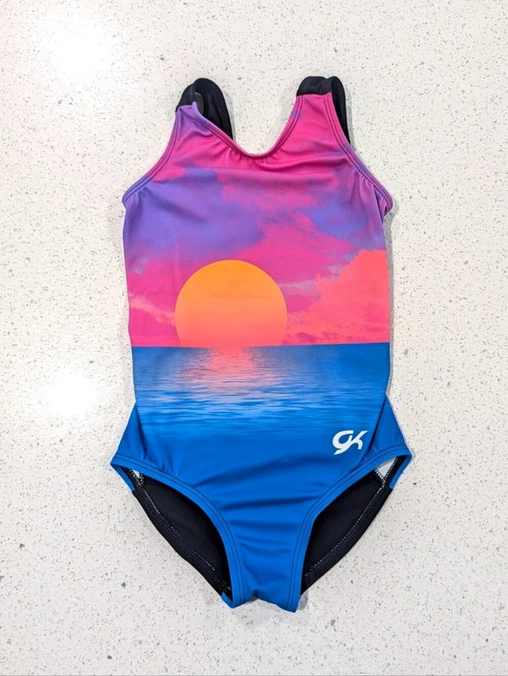 SEASIDE OCEAN GK Elite Gymnastics Dance Leotard Child Medium Hawaii SUNSET BEACH